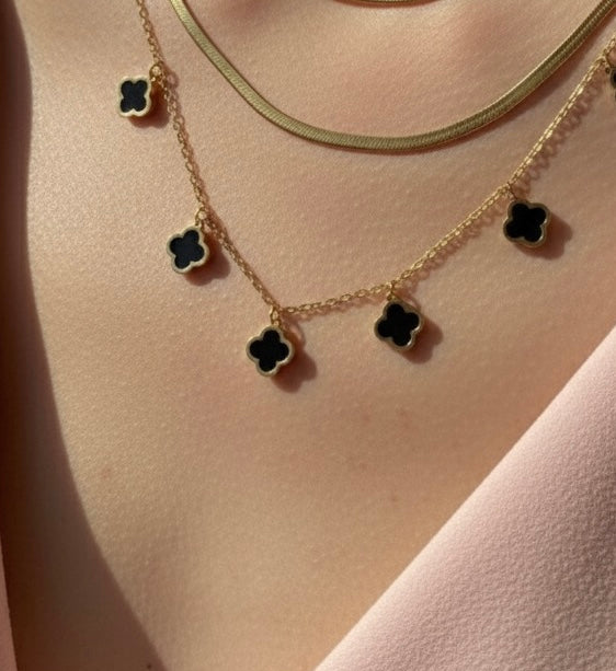 Black Layered Clover Pendant